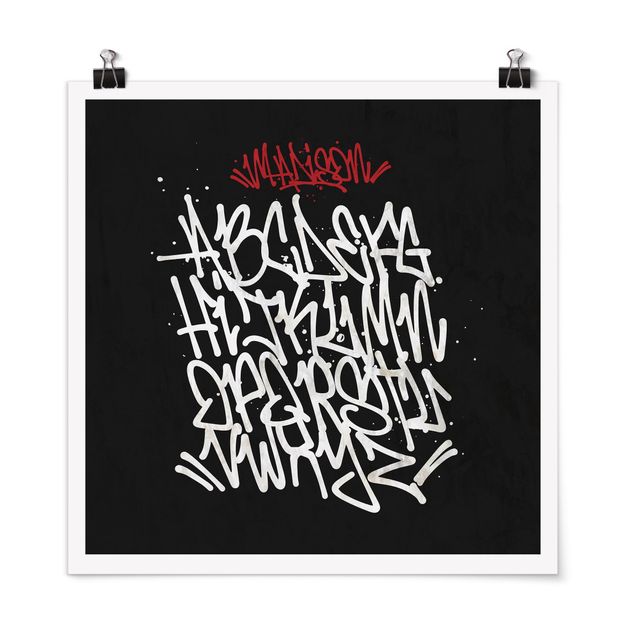 Quadros pretos Graffiti Art Alphabet