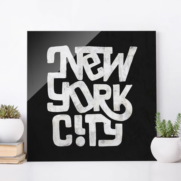 Quadros em vidro Nova Iorque Graffiti Art Calligraphy New York City Black