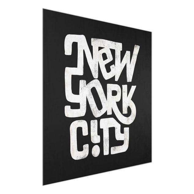 Quadros em vidro frases Graffiti Art Calligraphy New York City Black