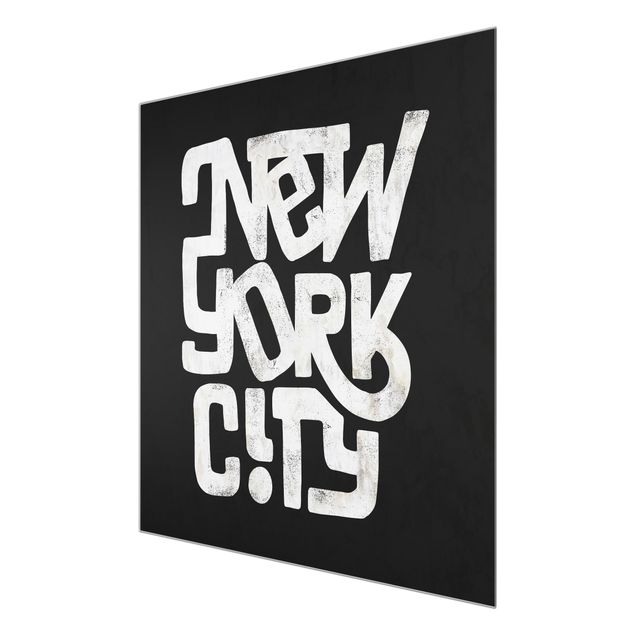 quadros preto e branco para decoração Graffiti Art Calligraphy New York City Black