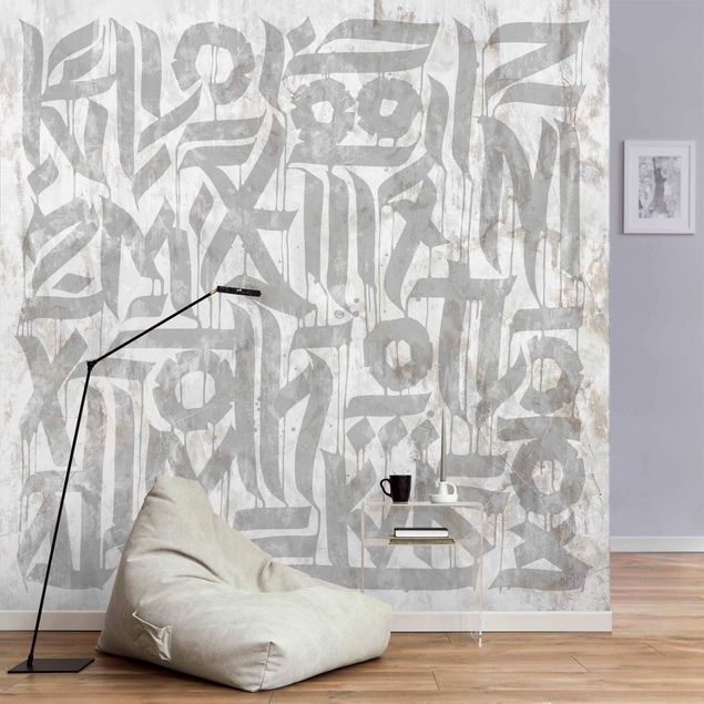 papel de parede moderno para sala Graffiti Art Calligraphy