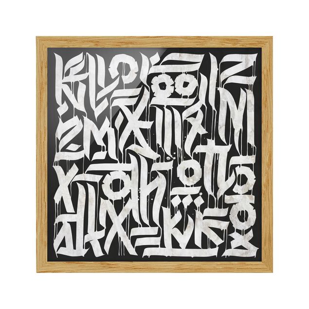 quadros preto e branco para decoração Graffiti Art Calligraphy Black