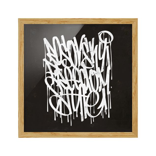 Quadros preto e branco Graffiti Art Freedom Style