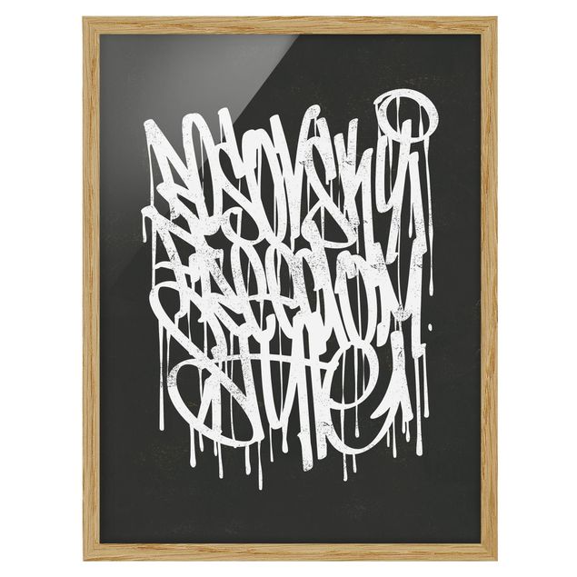 Quadros preto e branco Graffiti Art Freedom Style