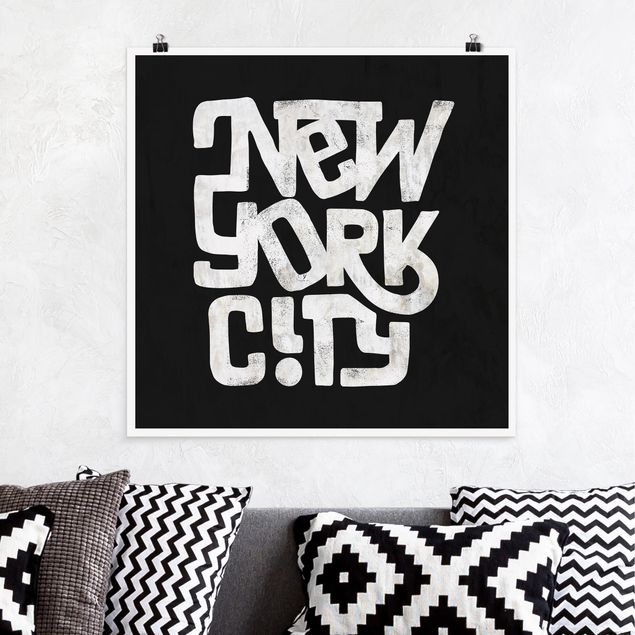 Quadros Nova Iorque Graffiti Art Calligraphy New York City Black