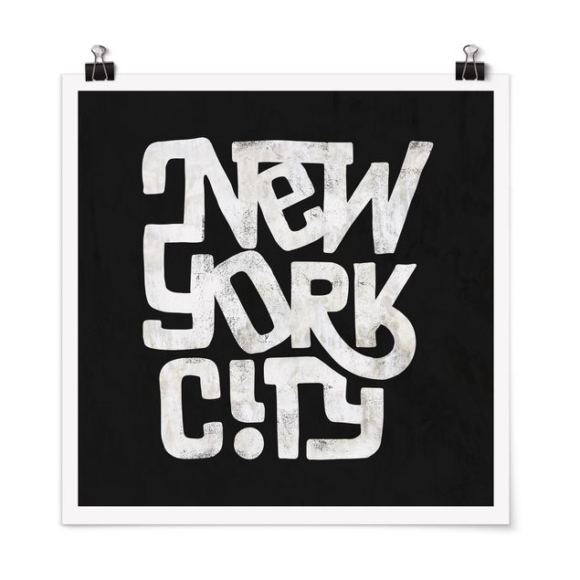 Quadros com frases Graffiti Art Calligraphy New York City Black