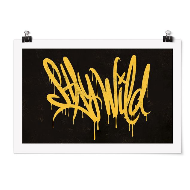 Quadros em amarelo Graffiti Art Stay Wild