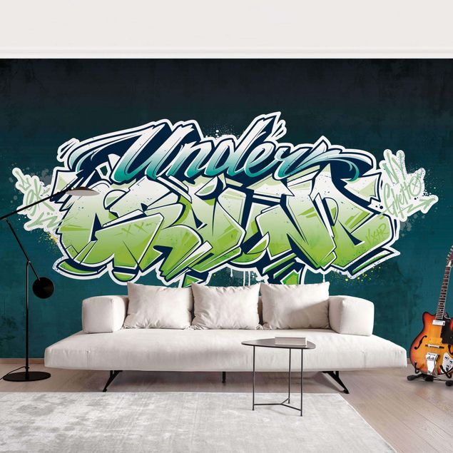 papel de parede moderno para sala Graffiti Art Underground