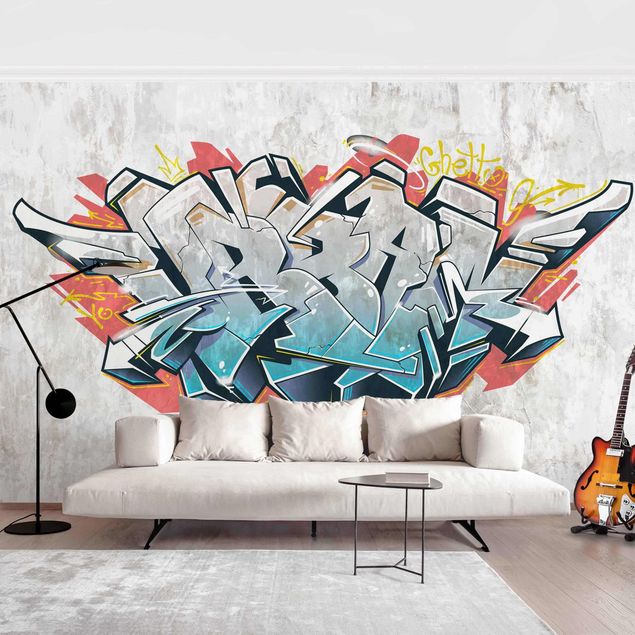 papel de parede para quarto de casal moderno Graffiti Art Urban