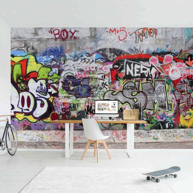 papel de parede para quarto de casal 3d Graffiti