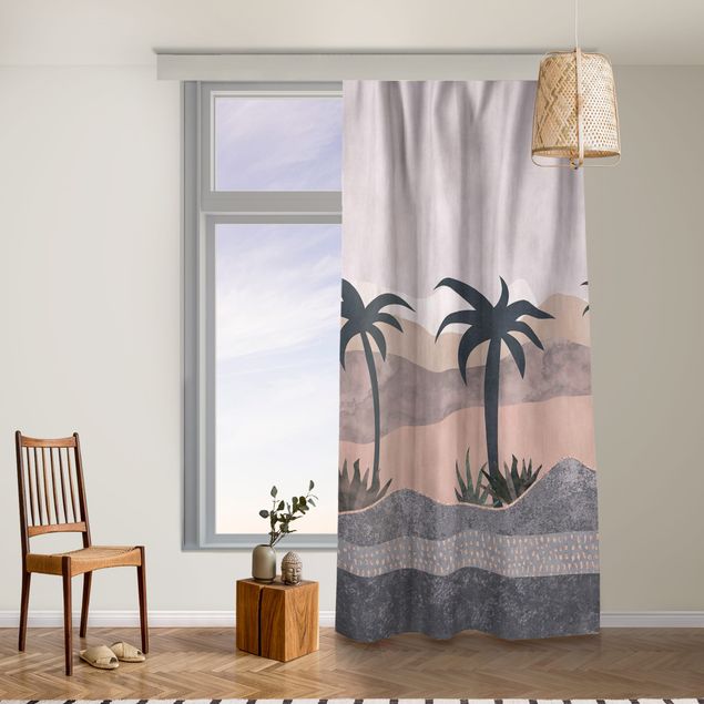 Cortinas modernas Graphic Landscape With Palm Trees
