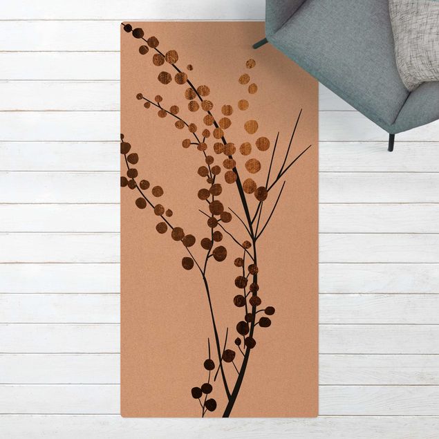 tapete para sala moderno Graphical Plant World - Berries Gold