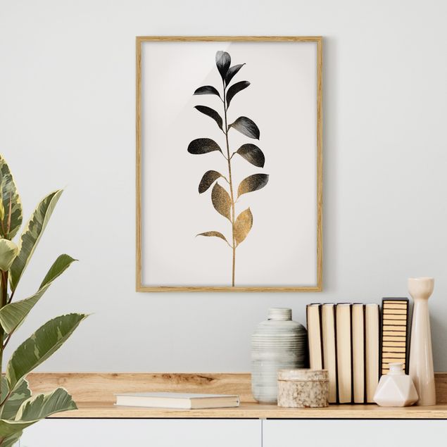 Quadros peixes Graphical Plant World - Gold And Grey