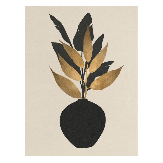 quadros de flores Graphical Plant World - Gold And Black