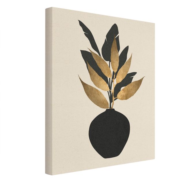 decoração quadros Graphical Plant World - Gold And Black