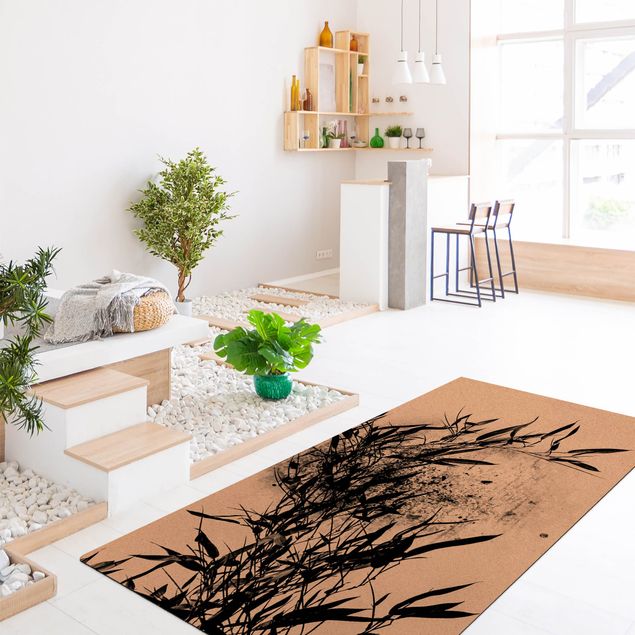 tapete branco preto Graphical Plant World - Black Bamboo