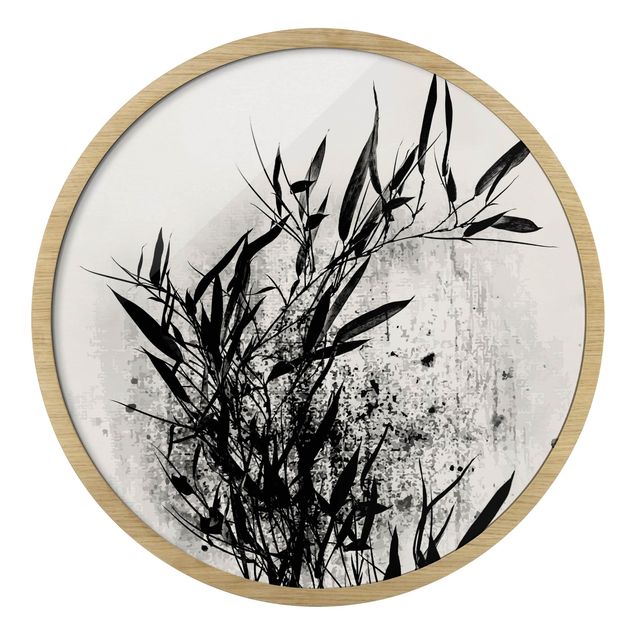 Quadros com moldura flores Graphical Plant World - Black Bamboo