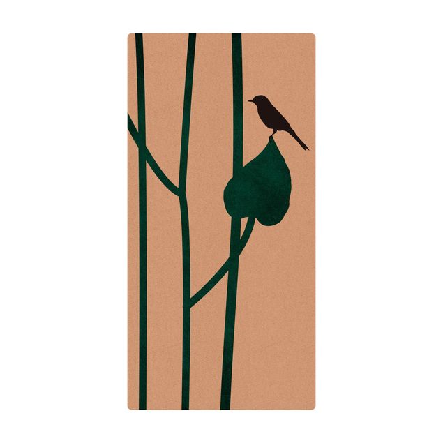 Tapete de cortiça Graphical Plant World - Bird On Leaf