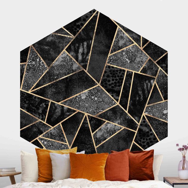 papel de parede geometria Gray Triangles Gold