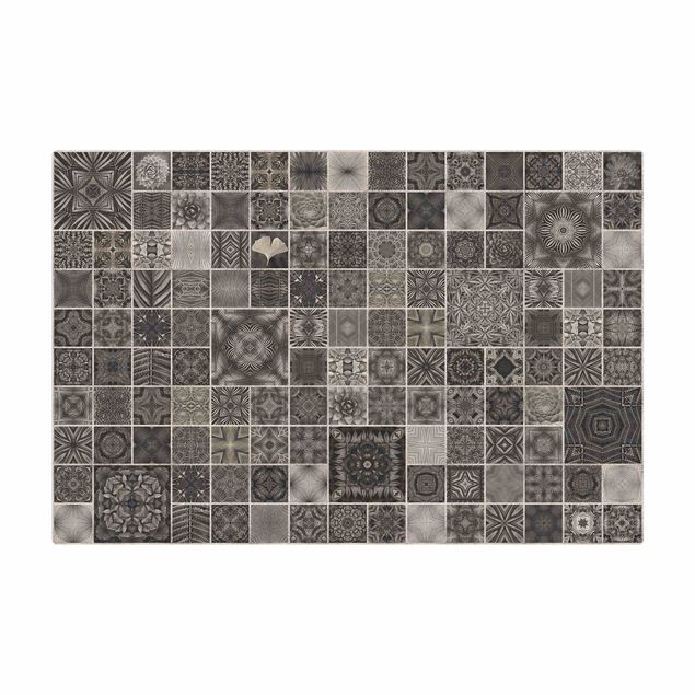 tapetes pequenos Grey Jungle Tiles With Silver Shimmer