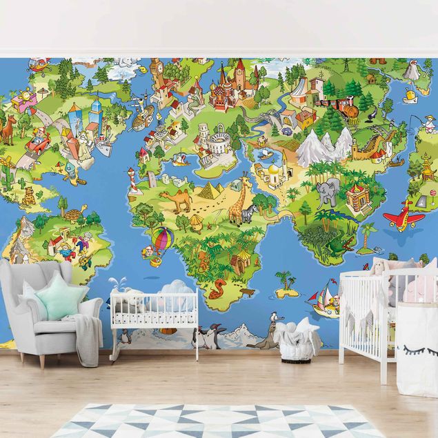 decoração quarto bebé Great and funny Worldmap