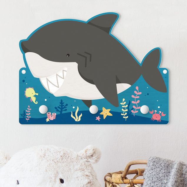 Decoração para quarto infantil Grinning Shark In The Ocean