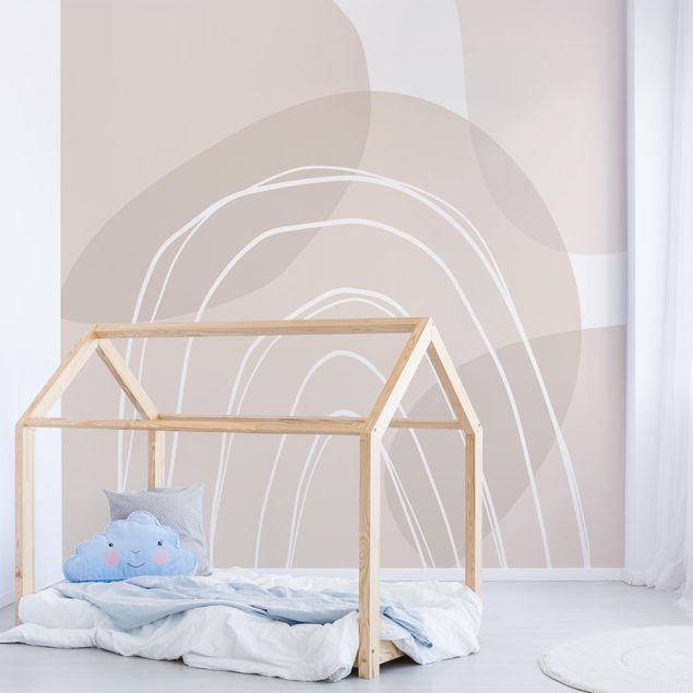 Decoração para quarto infantil Large Circular Shapes in a Rainbow - beige