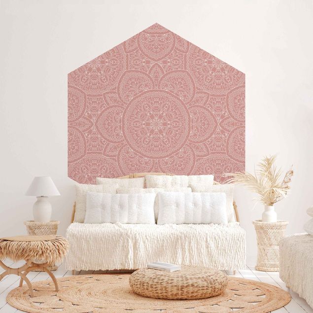 Papel de parede padrões Large Mandala Pattern In Antique Pink
