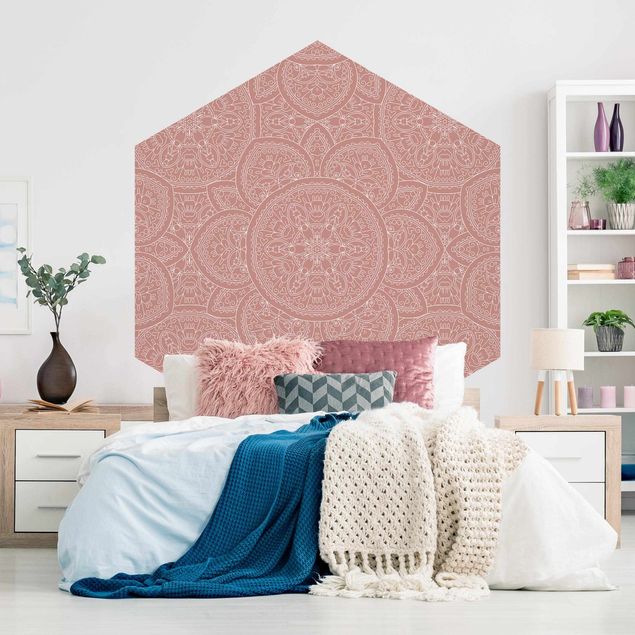 papel de parede moderno Large Mandala Pattern In Antique Pink