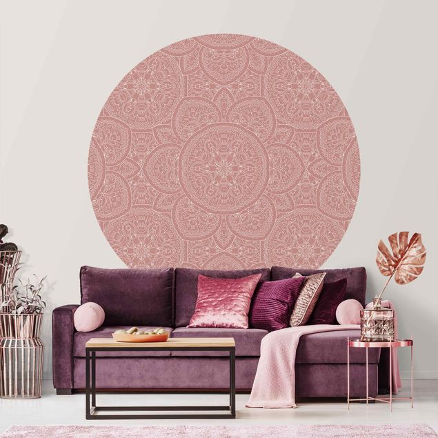 decoraçao para parede de cozinha Large Mandala Pattern In Antique Pink