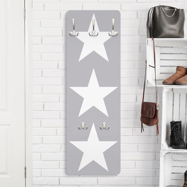 decoração para quartos infantis Large white stars on grey