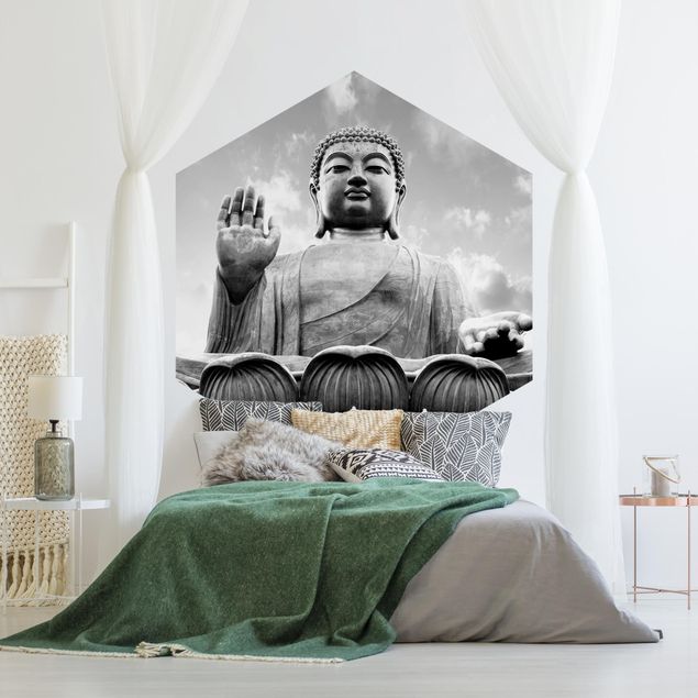 Papel de parede zen Big Buddha Black And White