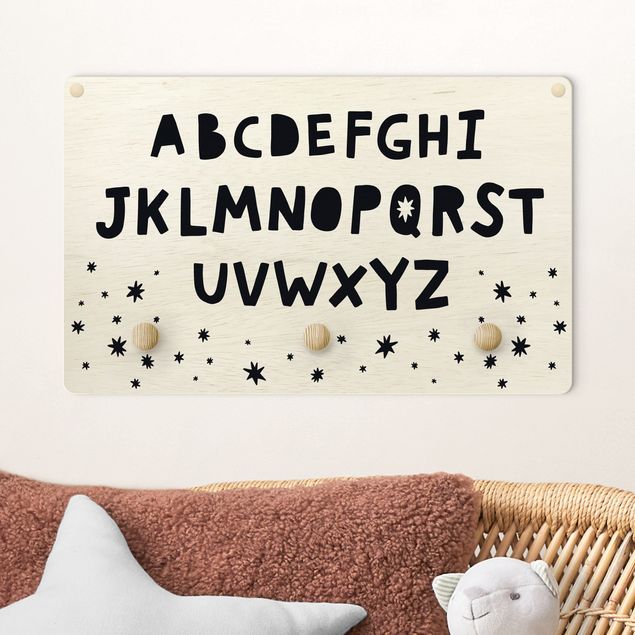 Decoração para quarto infantil Big Alphabet With Stars Black And White