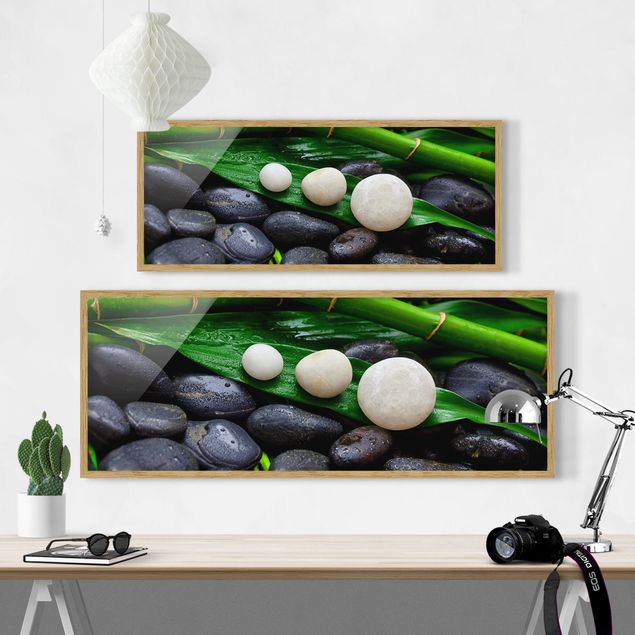 quadro decorativo verde Green Bamboo With Zen Stones