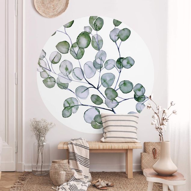 Papel de parede com flores Green Watercolour Eucalyptus Branch