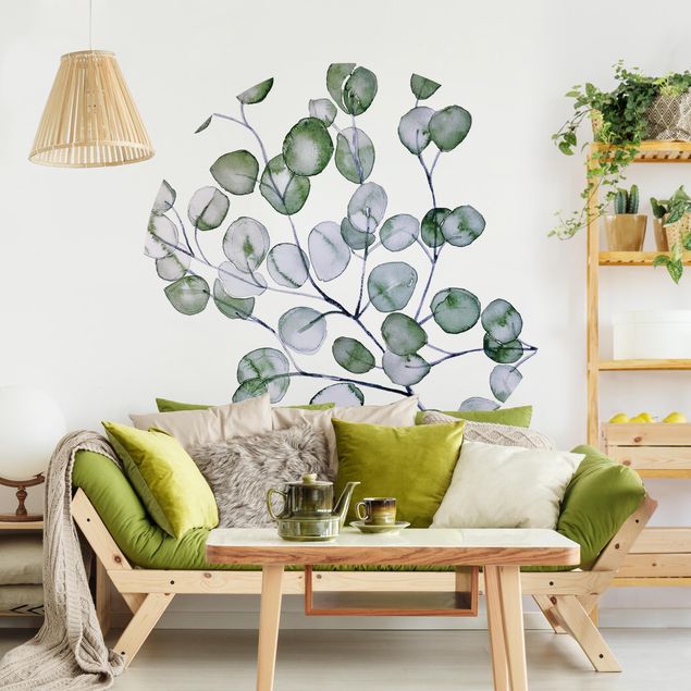 Papel de parede verde Green Watercolour Eucalyptus Branch