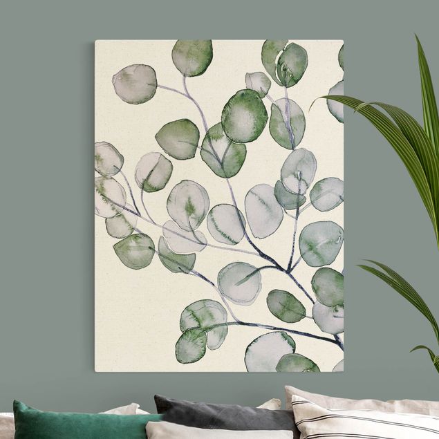 Telas decorativas flores Green Watercolour Eucalyptus Branch