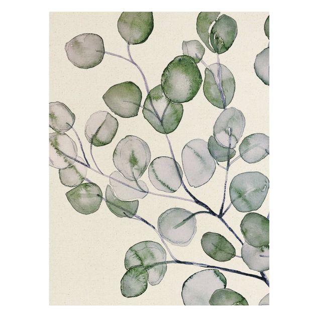 quadro decorativo verde Green Watercolour Eucalyptus Branch