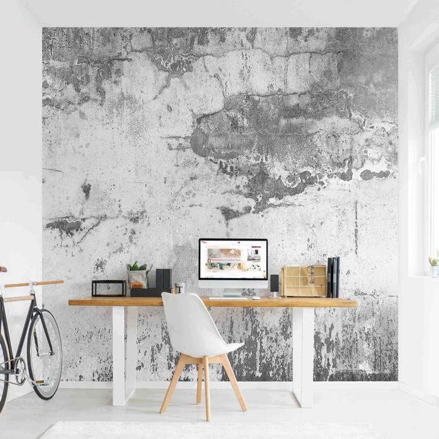 papel de paredes 3d Grunge Concrete Wall Grey