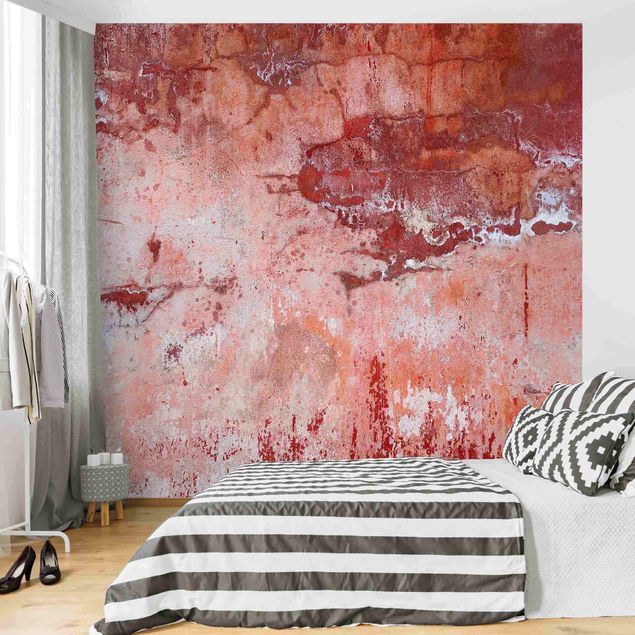 papel de paredes 3d Grunge Concrete Wall Red