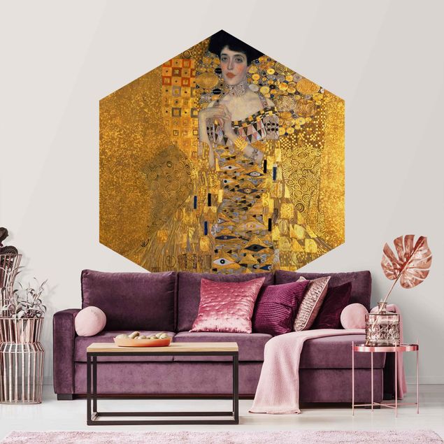 papel de parede com dourado Gustav Klimt - Portrait Of Adele Bloch-Bauer I