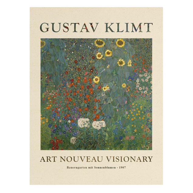 Telas decorativas réplicas de quadros famosos Gustav Klimt - Farmer's Garden With Sunflowers - Museum Edition