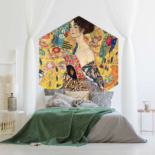 papel de parede moderno Gustav Klimt - Lady With Fan