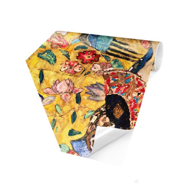 Papel de parede hexagonal Gustav Klimt - Lady With Fan
