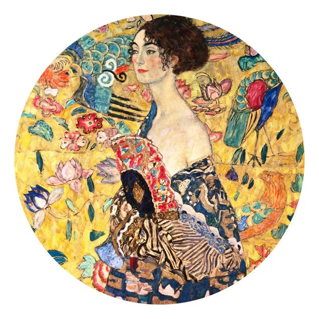 papel de parede moderno para sala Gustav Klimt - Lady With Fan
