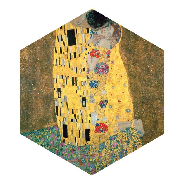 Papel de parede hexagonal Gustav Klimt - The Kiss
