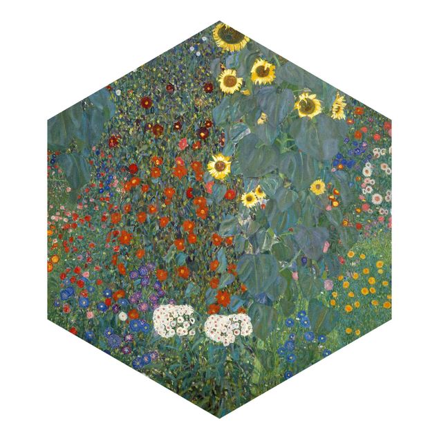papel parede de flor Gustav Klimt - Garden Sunflowers