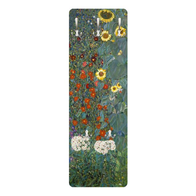 Cabides de parede em verde Gustav Klimt - Garden Sunflowers