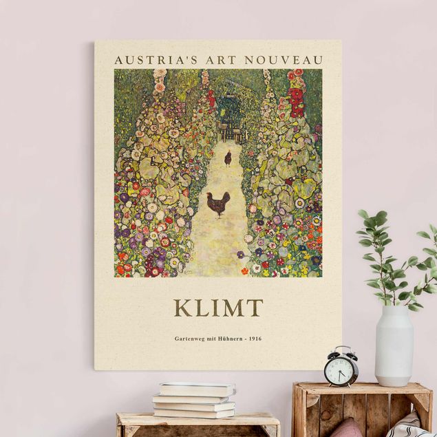 Telas decorativas aves Gustav Klimt - Path Through The Garden With Chickens - Museum Edition