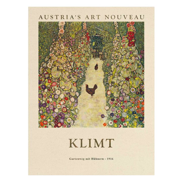 Quadros florais Gustav Klimt - Path Through The Garden With Chickens - Museum Edition